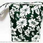 Hibiscus Canvas Bag - Dark Green / Hobo Purse/..