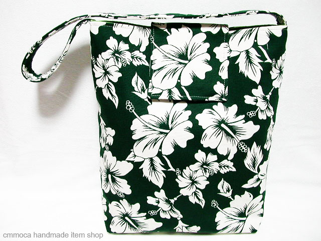 Hibiscus Canvas Bag - Dark Green / Hobo Purse/ Slouchy Bag/ Market Tote